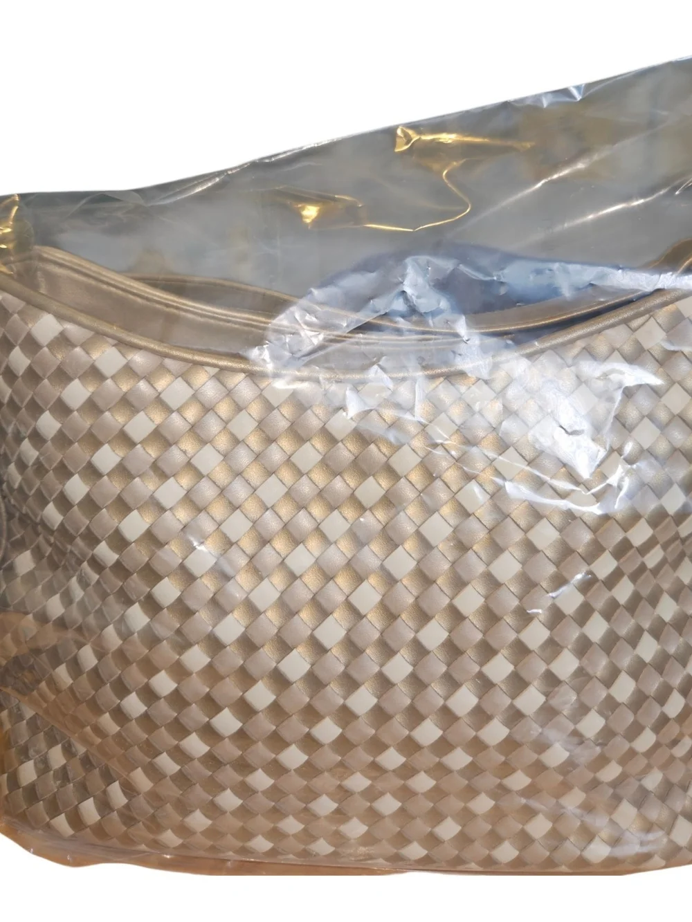 Worthington Metallic Gold & Ivory Woven Hobo Bag